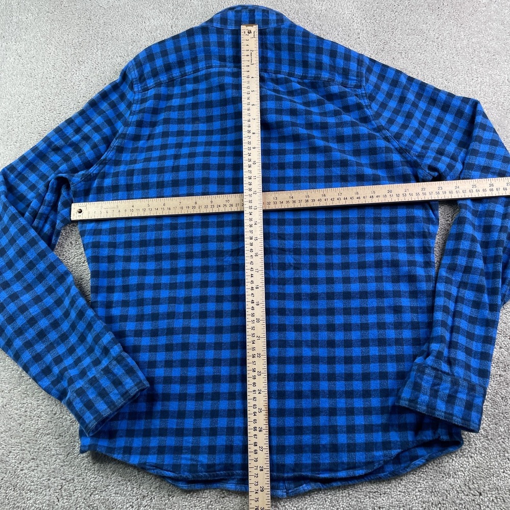 Abercrombie Fitch Shirt Mens 2XL XXL Blue Gingham Heavy Flannel Muscle Fit - Picture 9 of 13